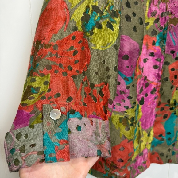 Ruby Rd. Favorites Multicolor Burnout Linen Blend Jacket Shirt Size 18W - Picture 4 of 6